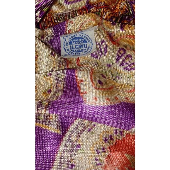 Vtg 60s 70s Saks Fifth Ave Psychedelic Paisley Mini Dress Purple Orange Small - Picture 7 of 8